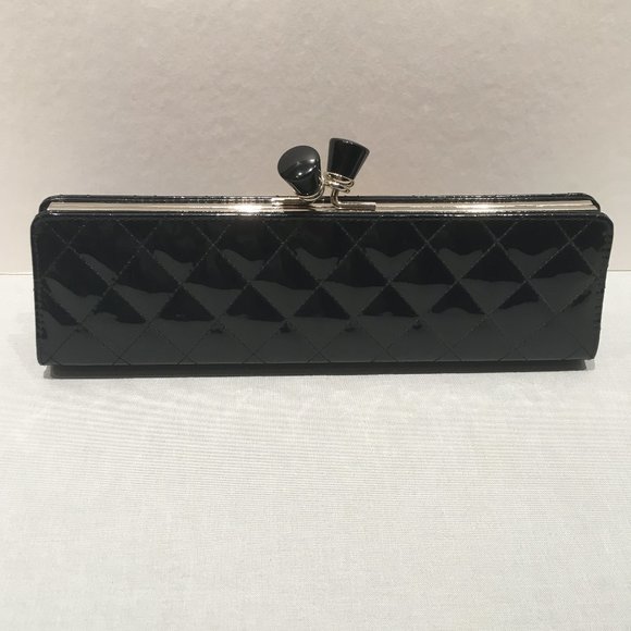 Sondra Roberts Black Quilted Clutch - Picture 1 of 8